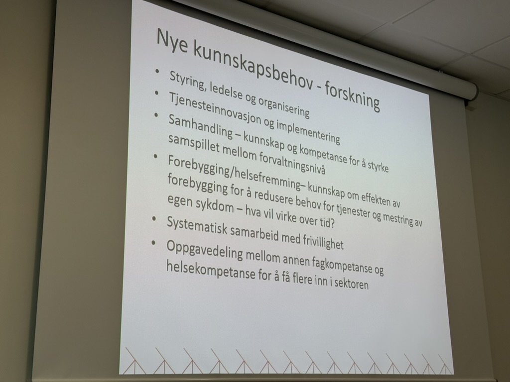 Lysbilde med nye kunnskapsbehov for forskning
